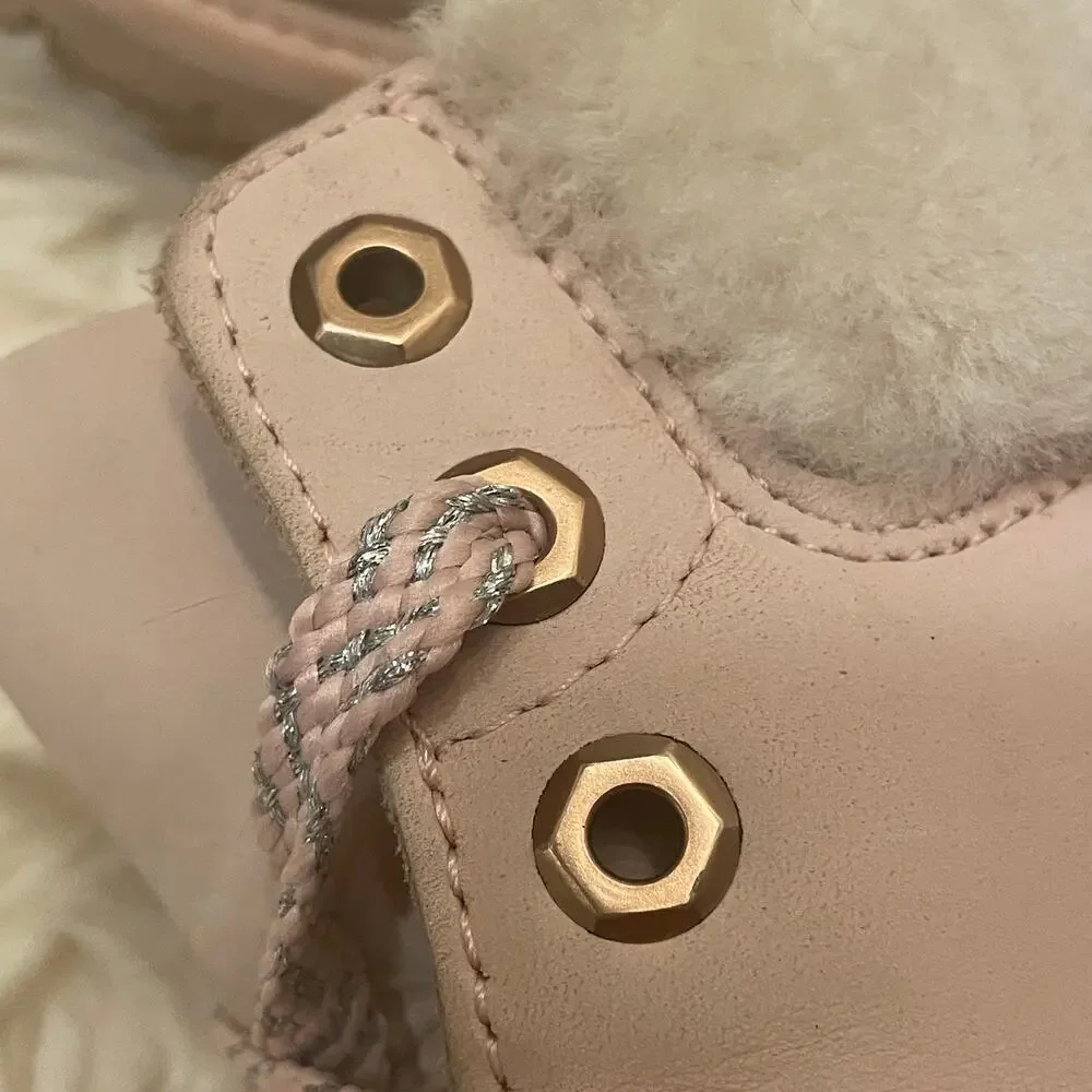 Timberland A2322 Cameo Rose Shearling Boots | Real Sheepskin, Pink Leather, 8 - Picture 4 of 10